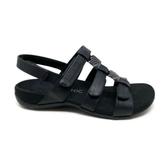 Vionic Amber Black Crocodile - Women\'s Adjustable Slide Sandal - Orthaheel